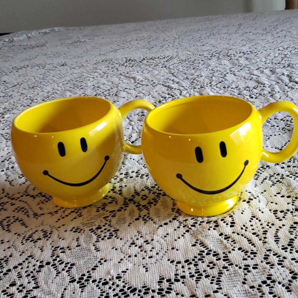 Set of Happy Face Mugs.